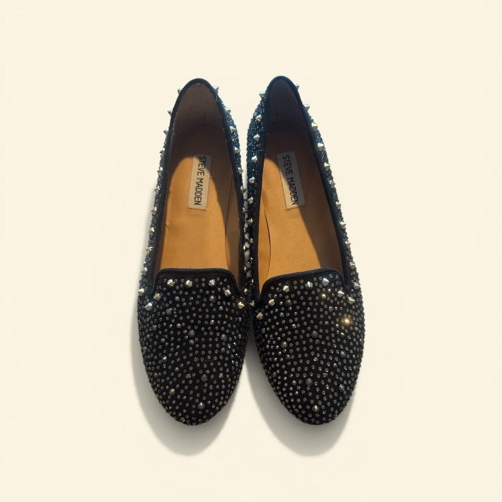 Steve Madden Graanite Black Studded Flats SZ8.5 - Picture 2 of 4